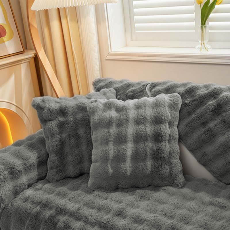 Cozy Plush Solid Colour Non-slip Couch Cover