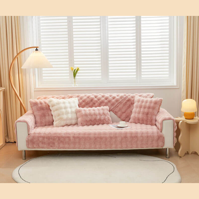 Cozy Plush Solid Colour Non-slip Couch Cover