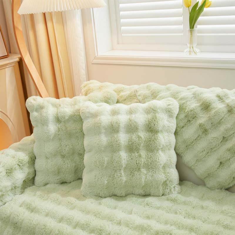 Housse de canapé antidérapante de couleur unie en peluche confortable