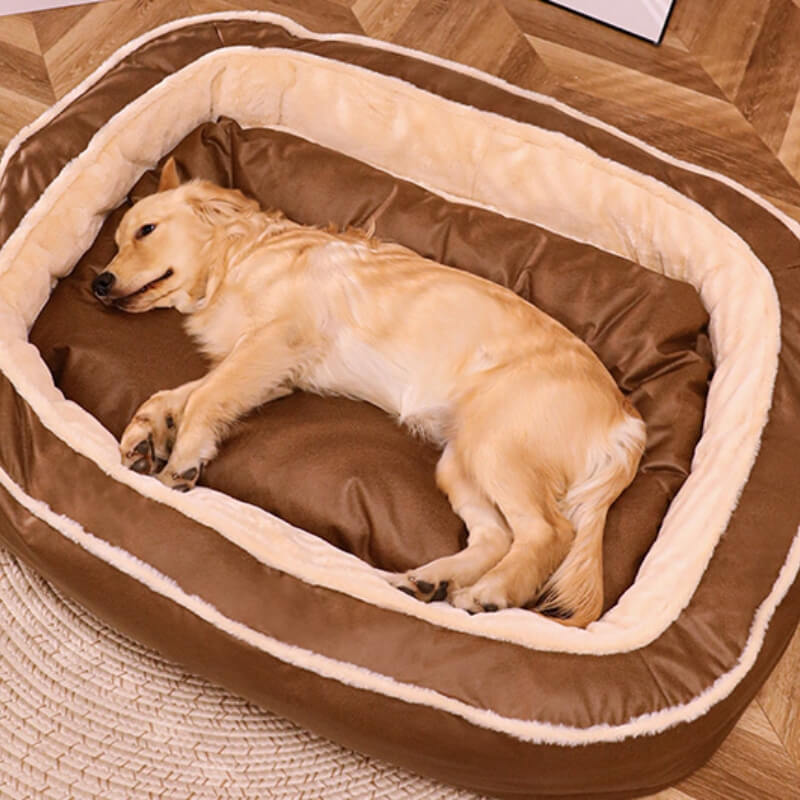 Grand lit de couchage profond et chaud, lit orthopédique pour chien