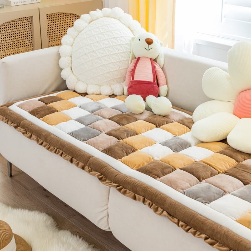 Housse de canapé lavable en velours doux pour coussin de siège de fenêtre