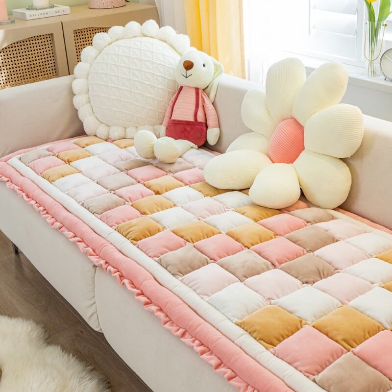 Housse de canapé lavable en velours doux pour coussin de siège de fenêtre