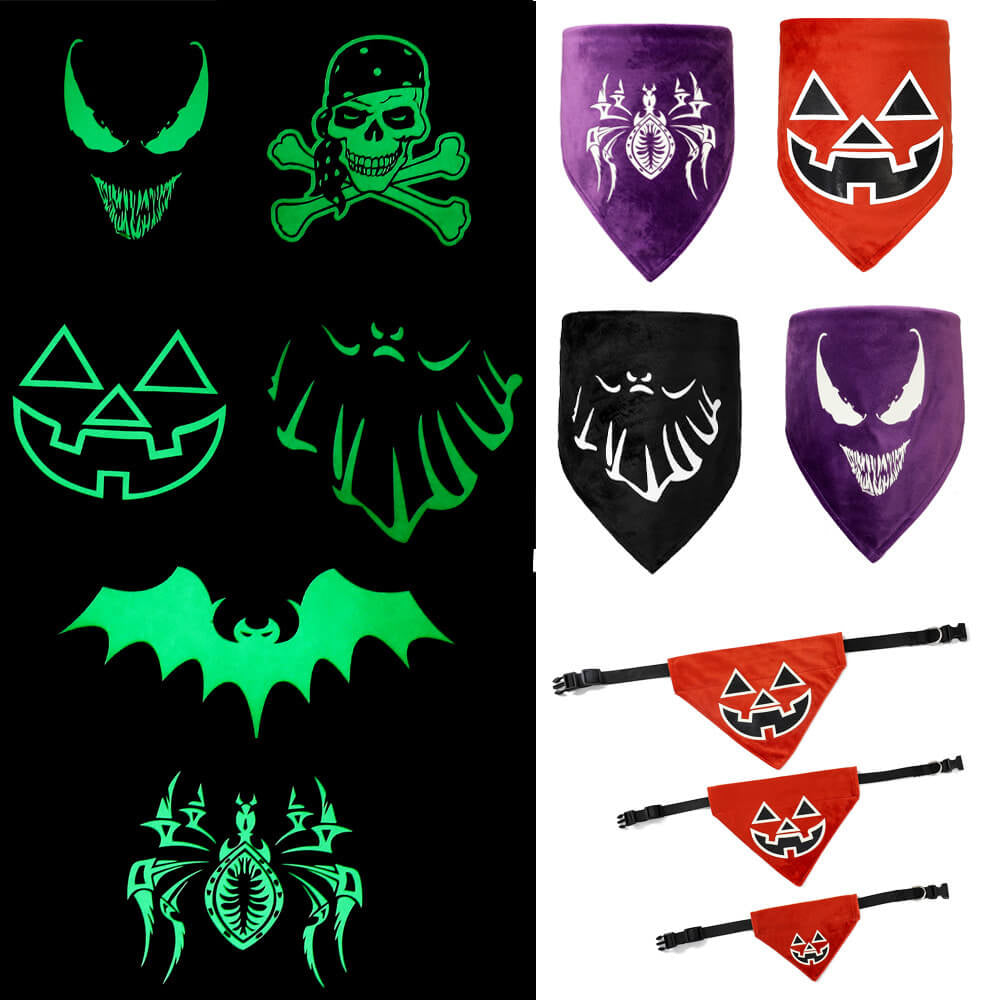 Bandana lumineux pour animaux de compagnie d’Halloween | Bavoir et collier pour animaux de compagnie triangle lumineux