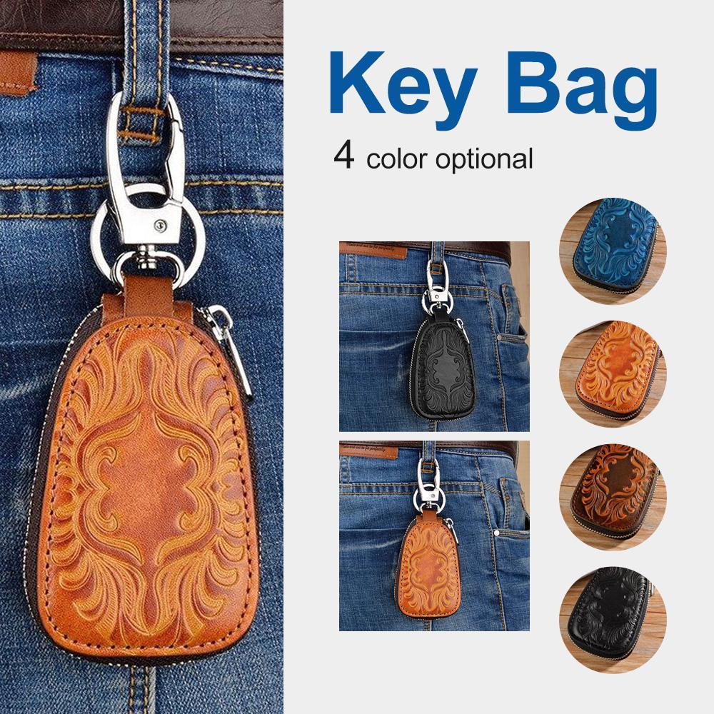 Genuine Leather Car Key Holder key Bag Keychain Wallet