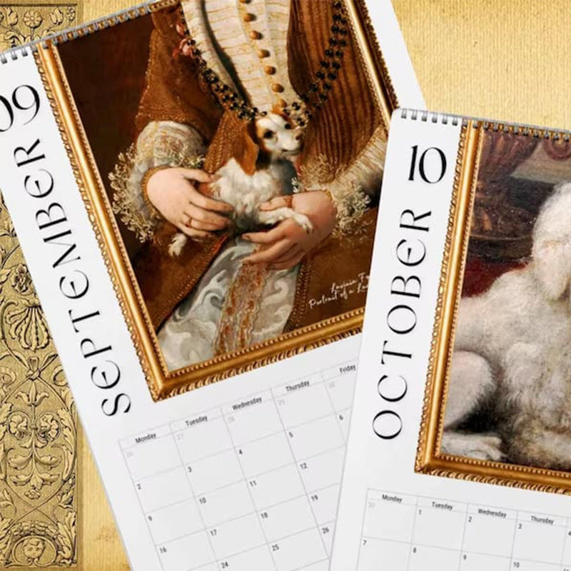 🐶2024 Renaissance Painting Ugly Dogs Monthly Calendar📅