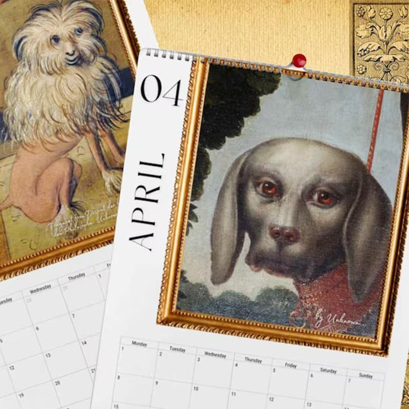 🐶2024 Renaissance Painting Ugly Dogs Monthly Calendar📅