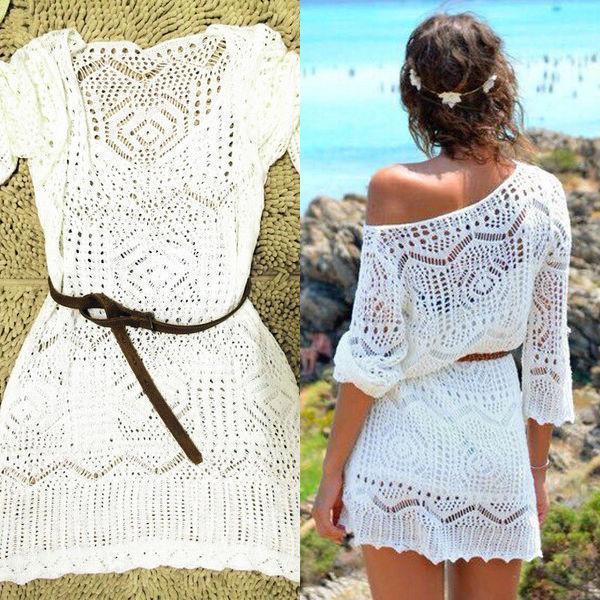 New Boho Lovely lace detail belted swimsuit coverup dress