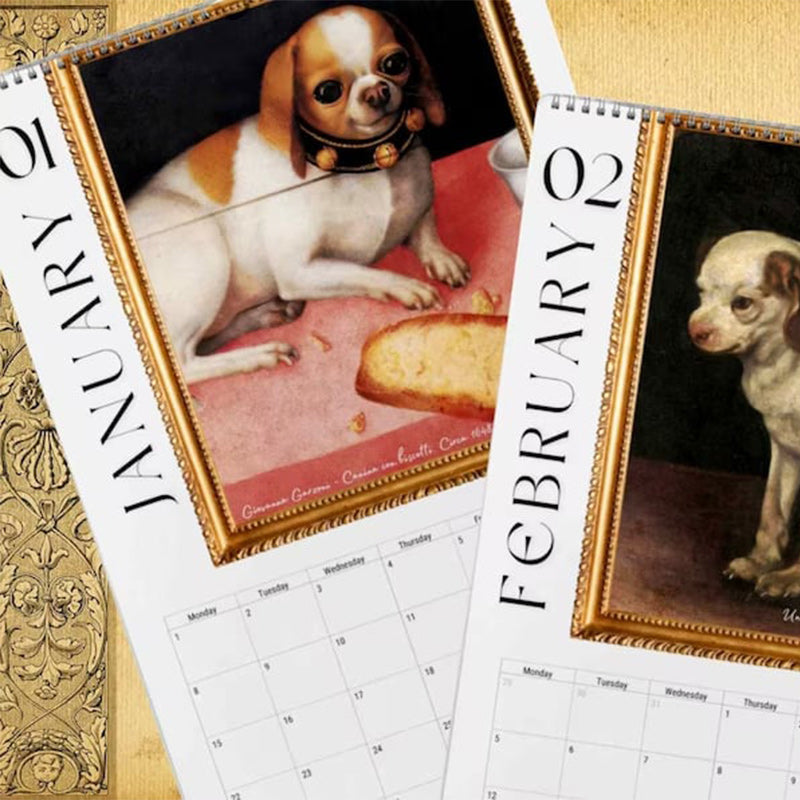 🐶2024 Renaissance Painting Ugly Dogs Monthly Calendar📅