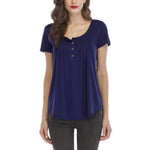 Casual Short Sleeve Button Top for Women