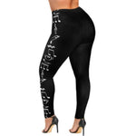 Plus Size High Waist Legging Music Note Print Sport Pants