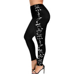 Plus Size High Waist Legging Music Note Print Sport Pants