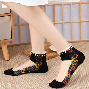 Summer Breathable Vintage Pearl Socks