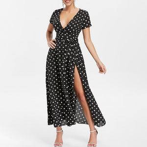 Belted Polka Dot Maxi Dress