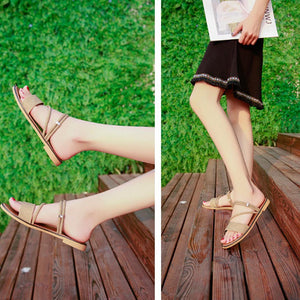 Seaside Flat Bottom Sandals Flower Elastic Sandals