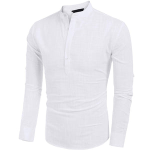 Men's Cotton Linen Shirt Long Sleeve Hippie Casual Beach T Shirts