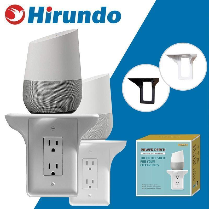 Hirundo Wall Outlet Shelf Power Perch, White/Black