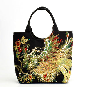 Ladies peacock embroidery bag