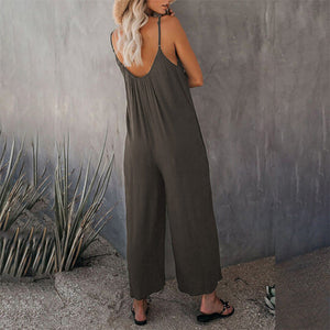 Loose Sleeveless Strap Stretchy Jumpsuit