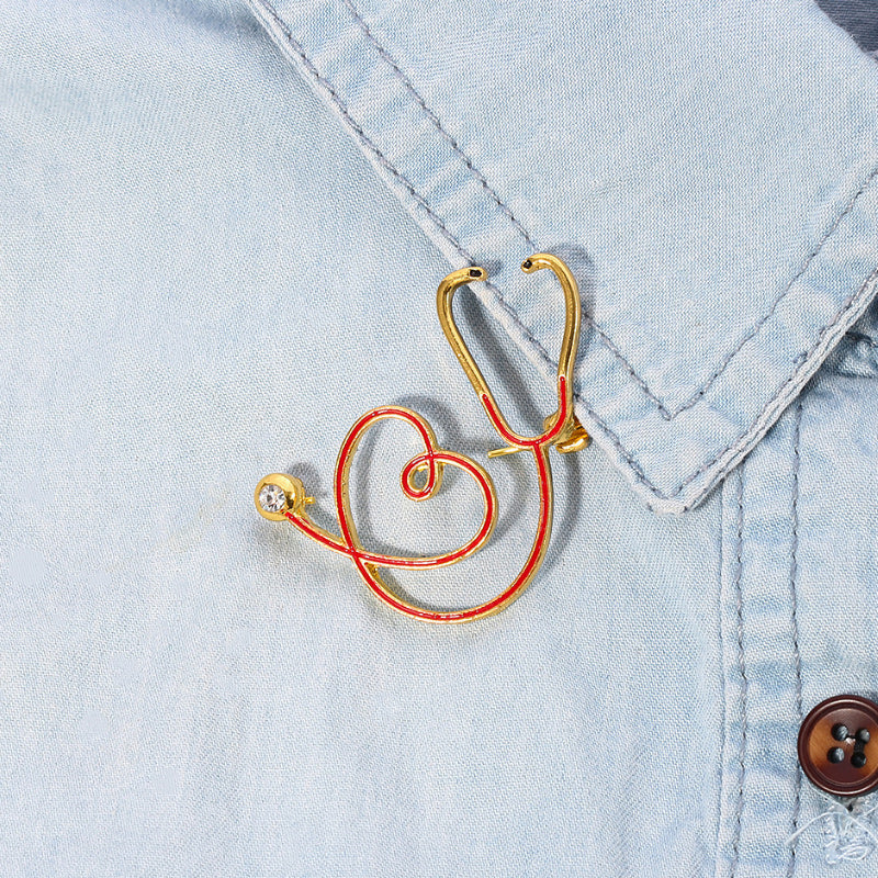 Love Heart Stethoscope Mini Brooch