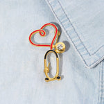 Love Heart Stethoscope Mini Brooch