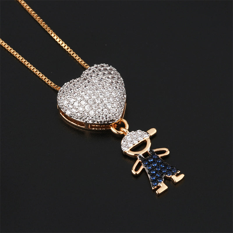 Cute Doll Pendant Heart Necklace