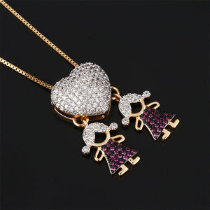 Cute Doll Pendant Heart Necklace