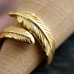 Adjustable Golden Plume Ring