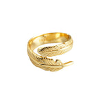 Adjustable Golden Plume Ring