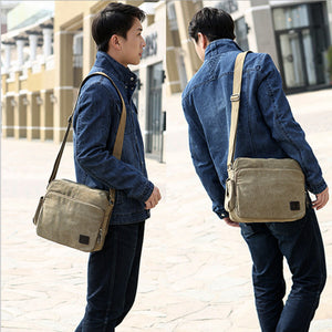 Men's one-shoulder retro canvas bag