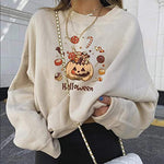 Pumpkin Print Hoodie for Women