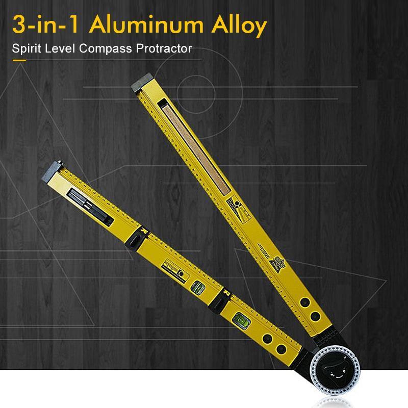 3-in-1 Aluminum Alloy Spirit Level Compass Protractor