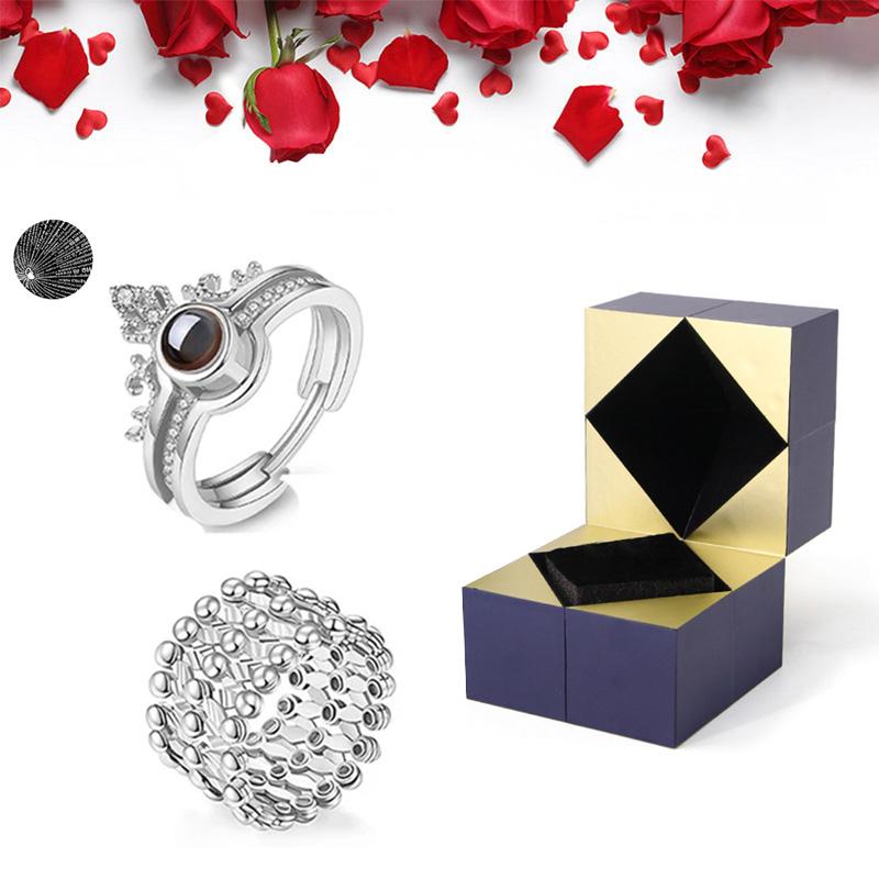 S925 Silver Ring, Bracelet And Puzzle Jewelry Box