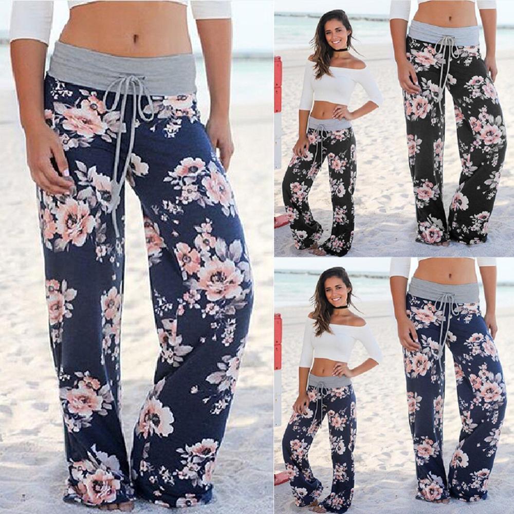 Pantalones Florales Holgados de Mujer, - Tejido Ligero