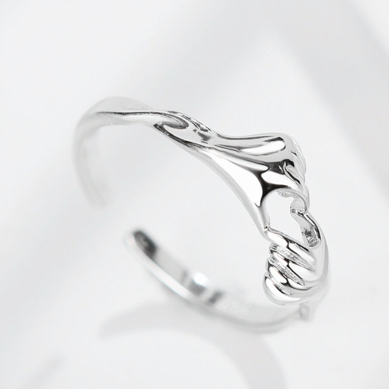 Silver Heart Ring-Hands Ring