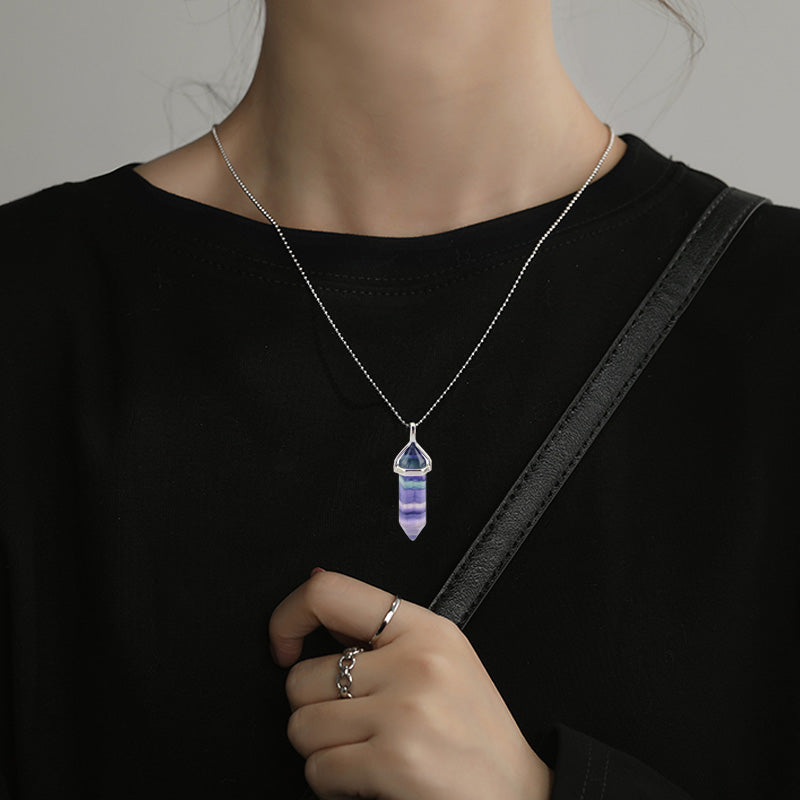 Rainbow Fluorite Pendant Necklace