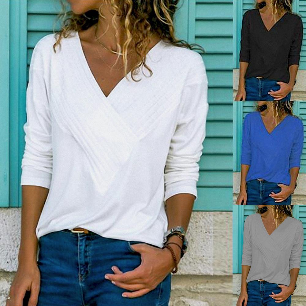 Classic V-Neck Basic Tops T-shirt