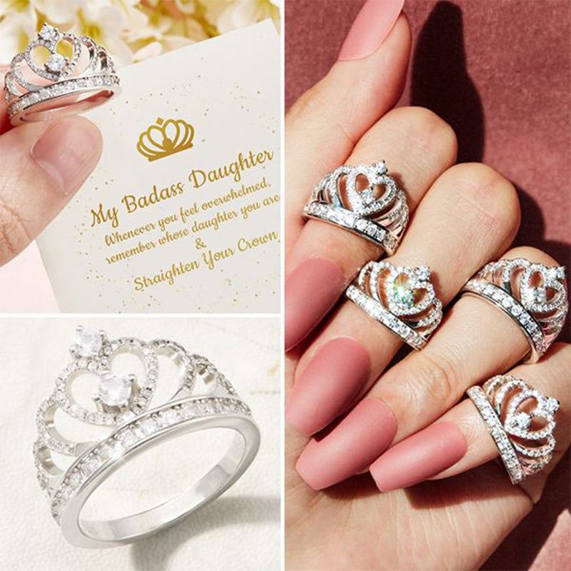 925 Sterling Silver Princess Crown Ring