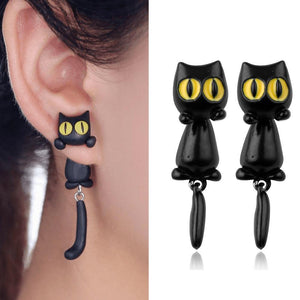 Unique Yellow-Eye Cat Earrings