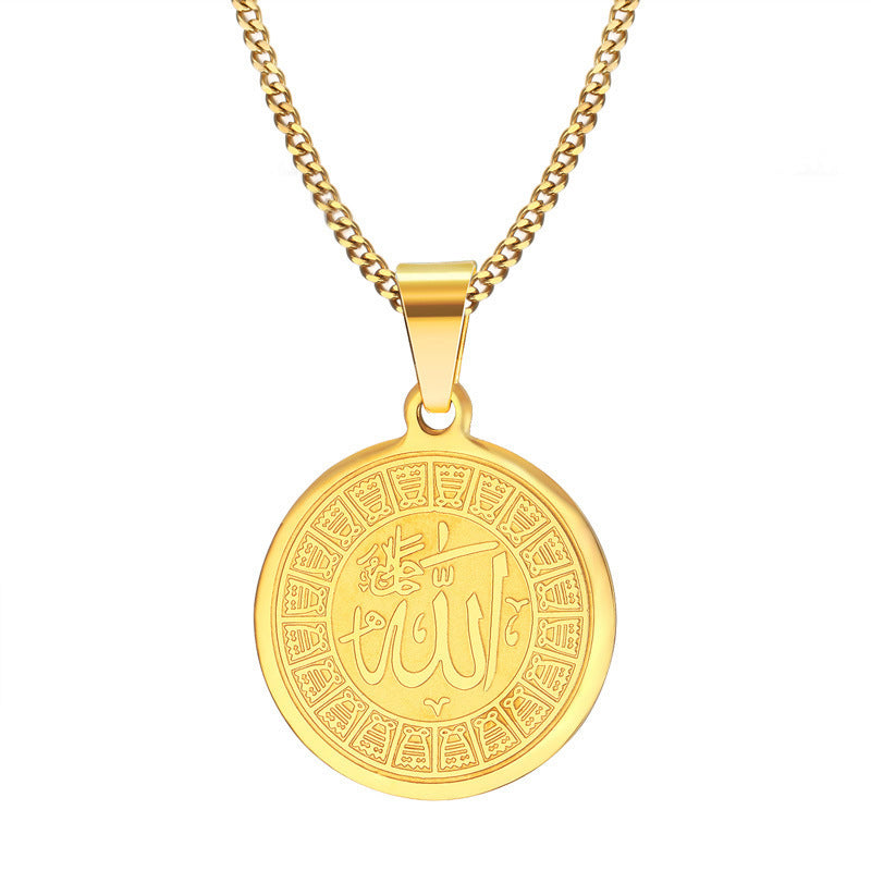 Round Pendant Golden Necklace