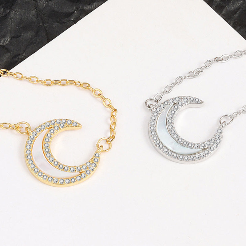 Fashion Rhinestone Moon Necklace