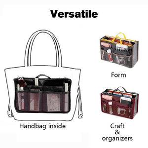 Women's Bag Practical Handbag Purse Nylon Dual Organizer Insert Cosmetic Storage