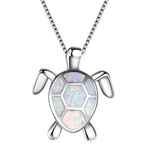 Blue Opal Sea Turtle Necklace