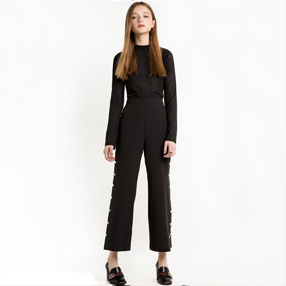 Button Side Slit Pants