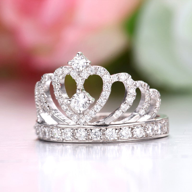 925 Sterling Silver Princess Crown Ring