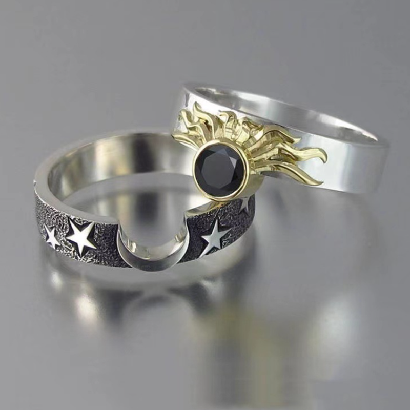 Vintage Star Moon Sun Ring Set