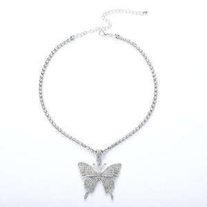 Crystal Pave Butterfly Pendant Necklace