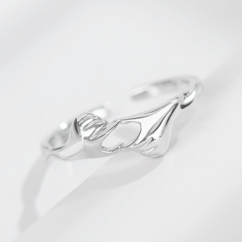 Silver Heart Ring-Hands Ring