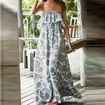 New Bohemian Off-Shoulder Printing Strap Vacation Dress.Wh