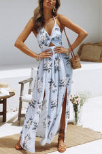 New Halter Backless High Slit Sleeveless Maxi Dresses.AQ