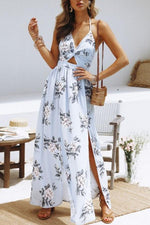 New Halter Backless High Slit Sleeveless Maxi Dresses.AQ